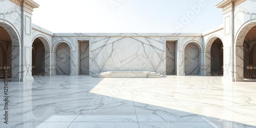 Extra wide panoramic white background with intricate marble stone texture perfect for design projects, luxury, graphic, wide photo