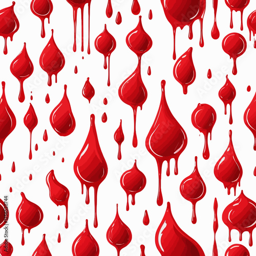 Seamless red dripping liquid,blood red, moving liquid, splashing liquid, vector and illustration.	
