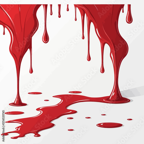 Seamless red dripping liquid,blood red, moving liquid, splashing liquid, vector and illustration.	
