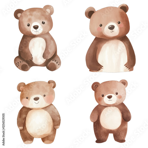 bear watercolor hand drawn illustration concept