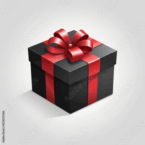 Bold black gift box with a large red ribbon, representing elegance, sophistication, and exclusivity. Ideal for luxury gifting and festive celebrations