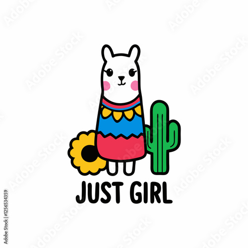 llama with a colorful blanket draped over its back, smiling happily