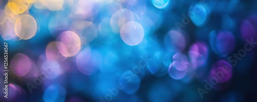 Abstract multicolored bokeh background with soft blue and purple lights