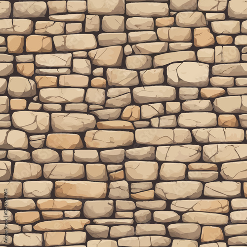 Seamless old light brown brick texture with a detailed hand-drawn art style. Perfect for backgrounds, architecture, and vintage design projects.