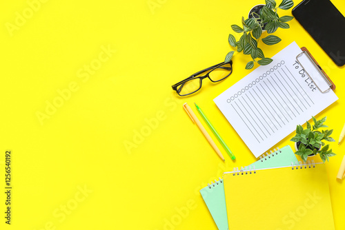 Todo list, notebooks, eyegl...