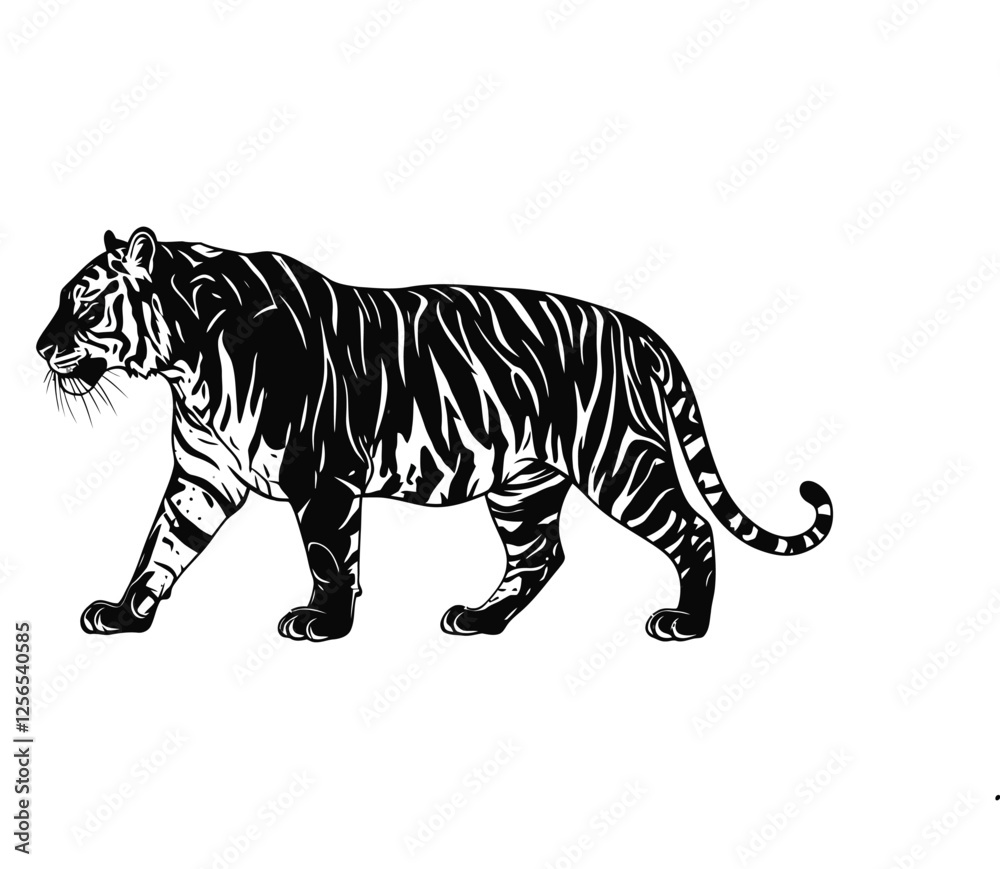 Naklejka premium Majestic Tiger Illustration with white background