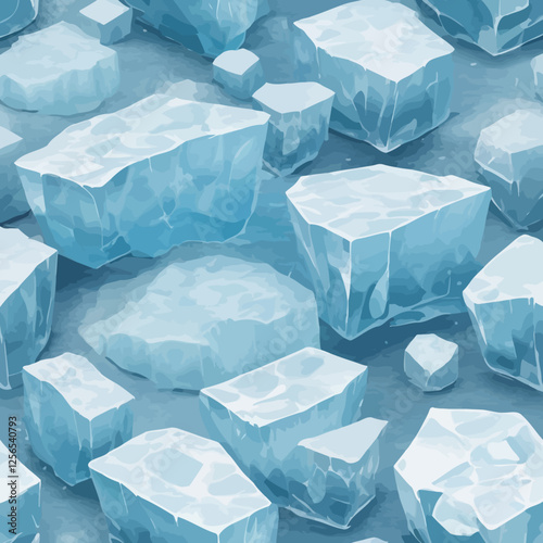 Seamless Ice Texture:  A beautiful and detailed seamless texture featuring frosty ice blocks, creating a visually appealing and intricate pattern.