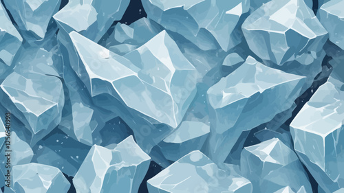Frozen Wonders: An abstract illustration showcasing crystalline ice formations, conveying a sense of arctic beauty and the purity of the frozen world. 