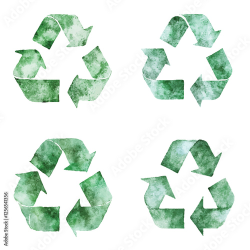 sign of recycle watercolor hand drawn illustration concept