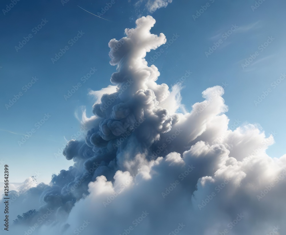 Cloudless blue sky with delicate tendrils of smoke and mist, sky, atmospheric conditions Cloudless blue sky with delicate tendrils of smoke and mist, sky, atmospheric conditions