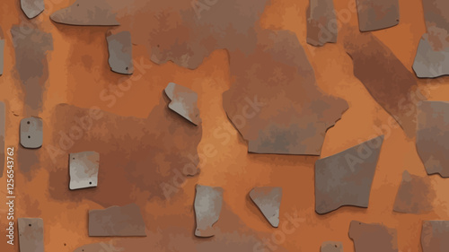 Textured Industrial Mosaic: An abstract close-up of a textured wall features irregular geometric shapes, hinting at a raw industrial aesthetic and visual depth. 