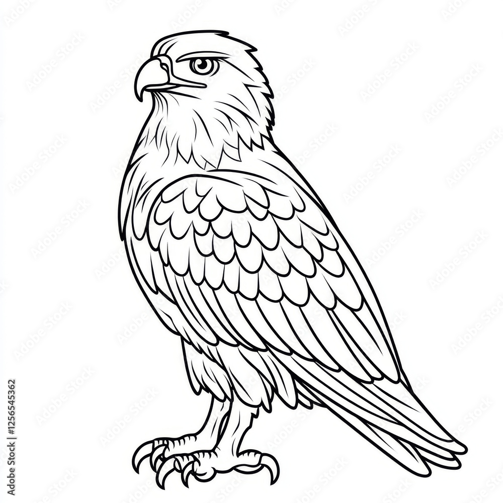 Fototapeta premium Coloring page of an eagle white space clear lines isolated on a white background