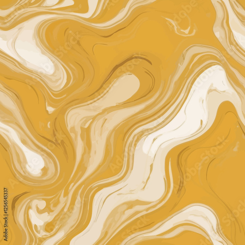 Golden Swirls: A captivating abstract pattern in warm yellow and ivory hues, forming an elegant and mesmerizing design with fluid motion.