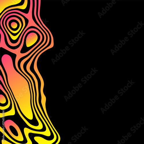 Abstract colored lines on a black background. Geometric lines curved in the form of waves. Vector illustration. Eps 10