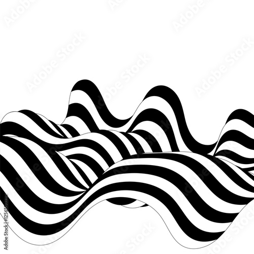 Optical art background, geometric wave design, black and white,Vector wave stripes abstract background. Vector Formats. Eps 10