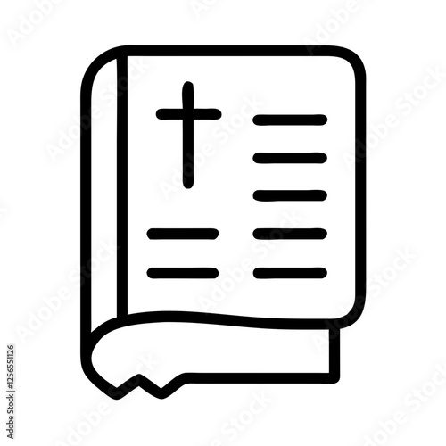 Holy Bible outline icon symbolizing Christianity and faith