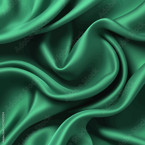 Luxurious Emerald Silk: An exquisite close-up of emerald silk fabric, its rich texture, and delicate folds capture the allure of opulence and luxury.