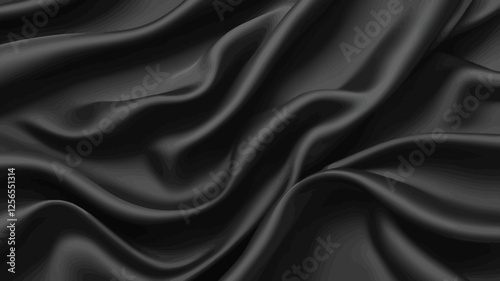 Elegant Black Silk: A luxurious expanse of black silk, its supple folds and soft waves creating a mesmerizing dance of light and shadow. Capturing the fabric's inherent elegance and sensuality.