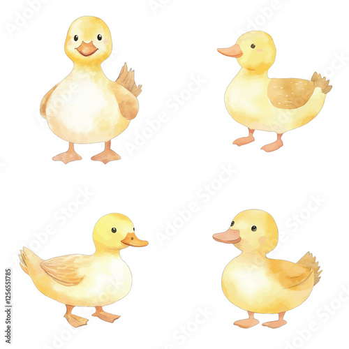 duck watercolor illustration concept for kids