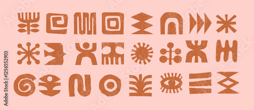 Obraz na płótnie Hand drawn African, Mexican, Aztecs tribal elements collection w salonie