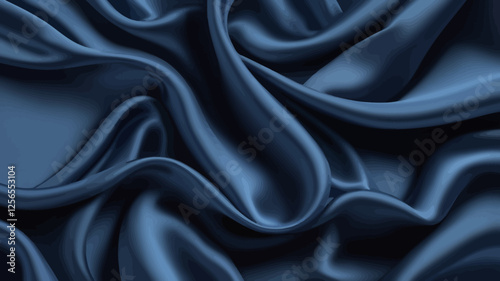Luxurious Blue Satin: A captivating view of the intricate folds and shimmering surface of deep blue satin fabric, exuding a sense of elegance and opulence.