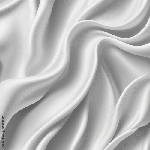 Ethereal White Silk: A close-up studio shot of flowing white silk, its soft folds and graceful curves evoking a sense of luxury, purity, and fluidity.