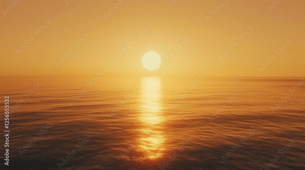 Golden Hour Sunset Over Calm Ocean Golden Hour Sunset Over Calm Ocean