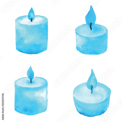 Candle watercolor hand drawn set