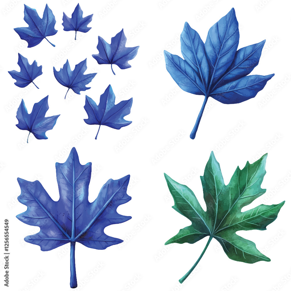 Obraz premium Maple leaf watercolor hand drawn set