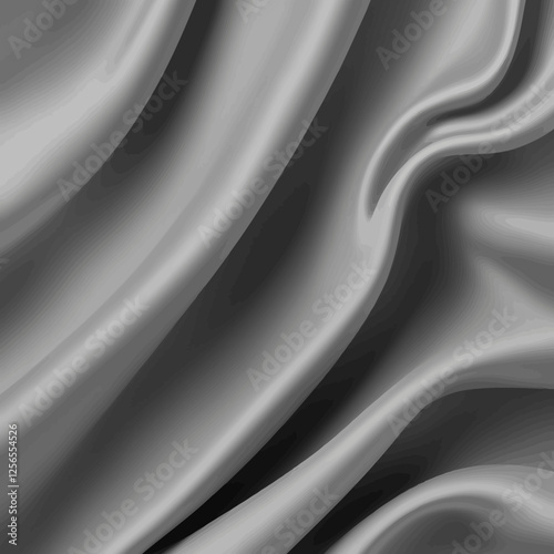 Silky Serenity: An abstract monochrome captures the fluid elegance of shimmering fabric, with smooth curves, folds, and shadows that dance across its luxurious surface.