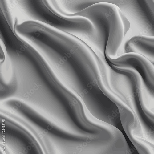 Elegant Silver Fabric: Luxurious silk fabric cascades in graceful folds, the play of light revealing the fabric's texture and sheen. Capturing the beauty of material and timeless elegance.