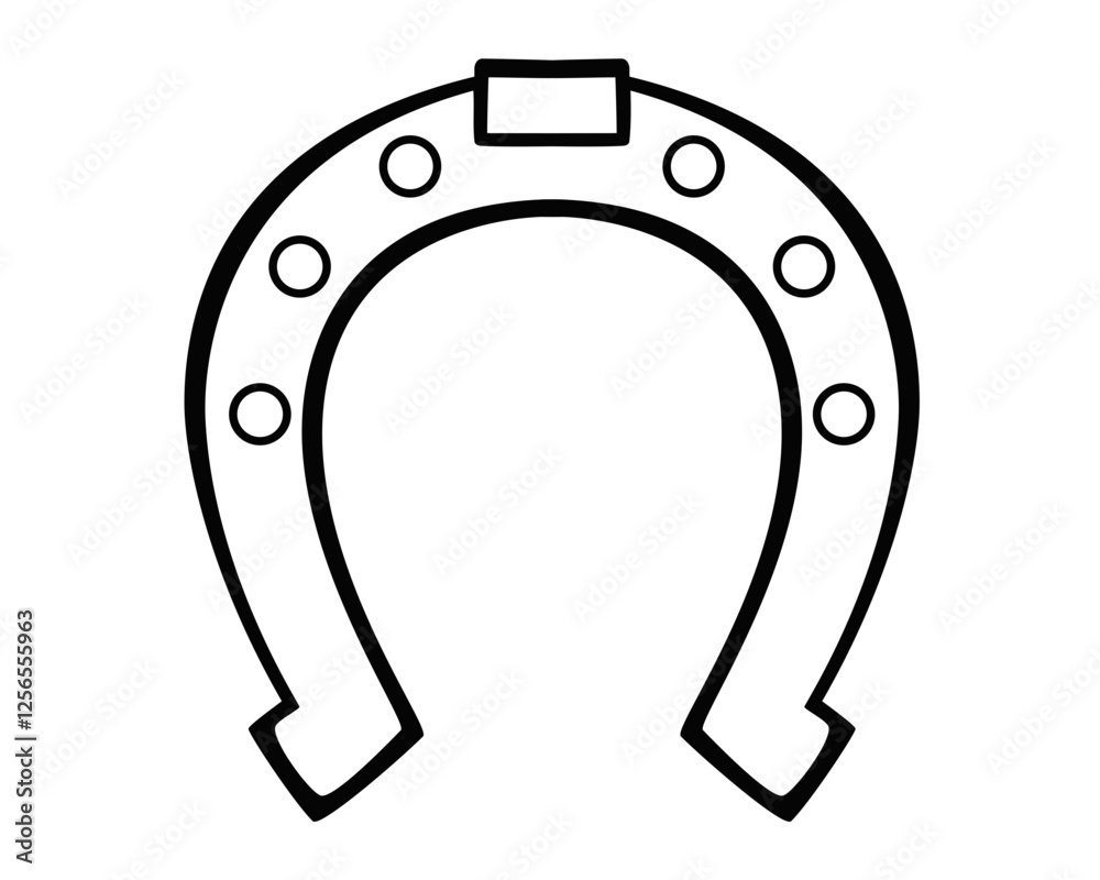 Horseshoe symbol of good luck - vector linear picture for coloring. Outline. Horseshoe is a talisman of abundance and good luck. Horseshoe for good luck. Horseshoe symbol of good luck - vector linear picture for coloring. Outline. Horseshoe is a talisman of abundance and good luck. Horseshoe for good luck.