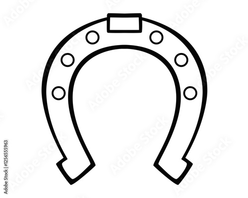 Horseshoe symbol of good luck - vector linear picture for coloring. Outline. Horseshoe is a talisman of abundance and good luck. Horseshoe for good luck.	