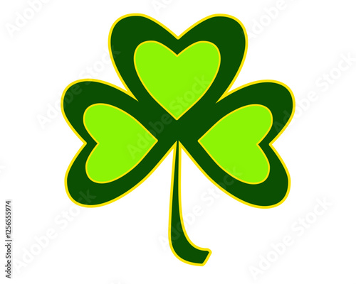 Clover leaf for St. Patrick's Day. Trefoil symbol of Ireland. Clover plant - vector full color picture. Three leaf clover for good luck.	