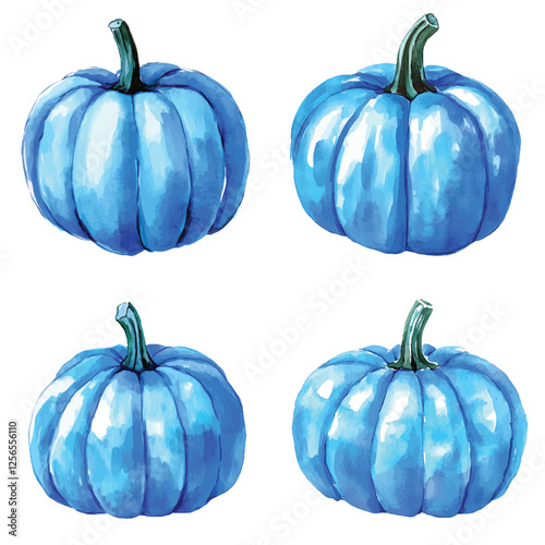 orange pumpkin of autumn harvest element for halloween design watercolor hand drawn illustration concept