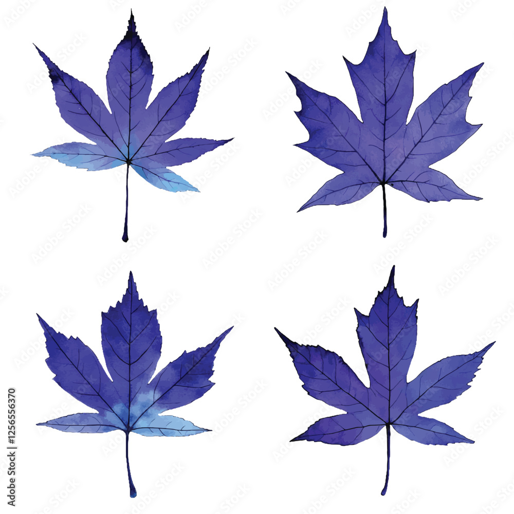 Obraz premium Maple leaf watercolor hand drawn set