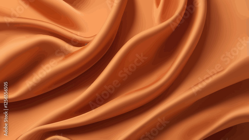 Luxurious Silk in Warm Hues: A close-up shot captures the rich texture and fluid movement of flowing silk fabric, its warm orange color exuding elegance and softness.