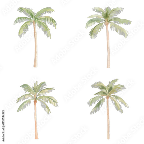 palm tree watercolor illustration concept for kids