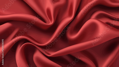 Red Silk Drape: Luxurious, rich red silk fabric gracefully draped and flowing, creating elegant folds and soft curves.  The texture is smooth and lustrous.