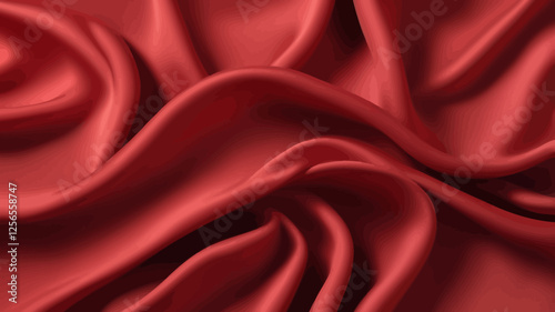 Crimson Silk's Fluid Grace: A captivating display of crimson silk, its luxurious folds and graceful curves inviting tactile exploration and evoking feelings of opulence and elegance.