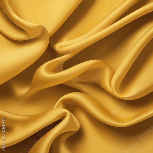 Golden Fabric: A close-up view of a luxurious golden silk fabric, its soft folds and subtle shadows create a rich, tactile experience.  Perfect for conveying opulence, elegance, and artistic design.