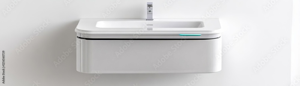 Floating vanity with a self-cleaning feature and anti-bacterial coating Floating vanity with a self-cleaning feature and anti-bacterial coating