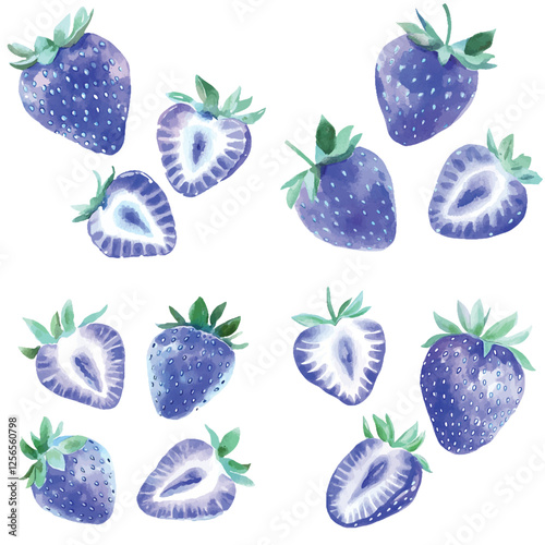 strawberries watercolor hand drawn illustration concept