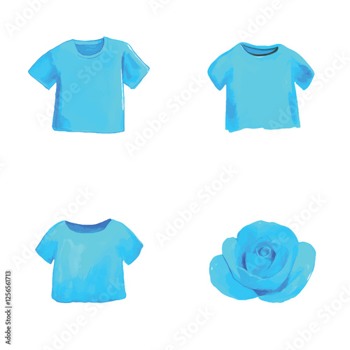 T shirt watercolor set hand drawn