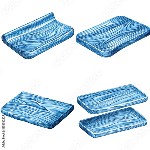 Wooden shelf watercolor hand drawn set collection