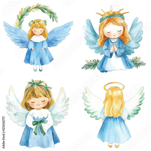 angel watercolor illustration concept for kids