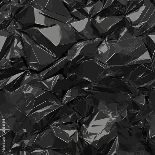 Textured Dark Abstraction: A sophisticated monochrome digital art piece of intricately folded and creased material, creating a play of light and shadow.