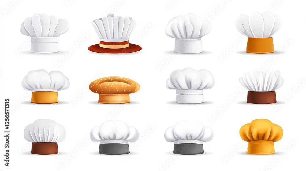 Chef and cook hats logo set isolated on white background. Vector version also available in gallery Chef and cook hats logo set isolated on white background. Vector version also available in gallery