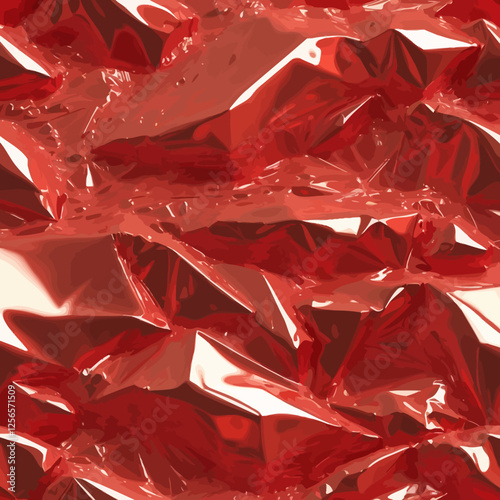 Ruby Radiance: A captivating abstract showcasing the brilliance of crushed, glossy, red material under ambient light, revealing a play of reflections and textures.