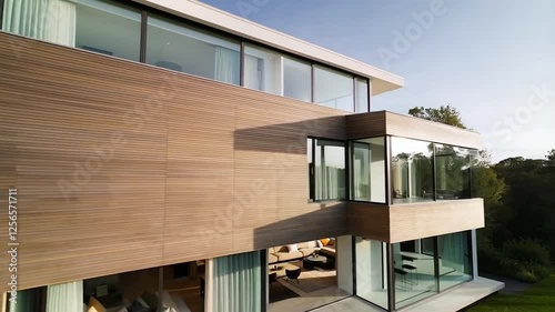 A contemporary family home with an open-concept layout, large windows, and sleek exterior design.